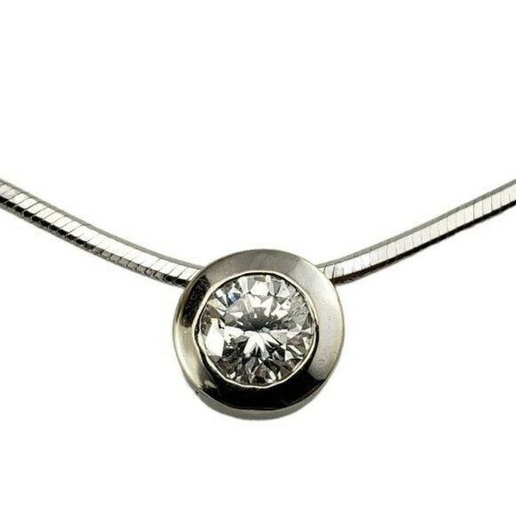 Vintage 14 Karat White Gold Diamond Pendant Necklace #9913